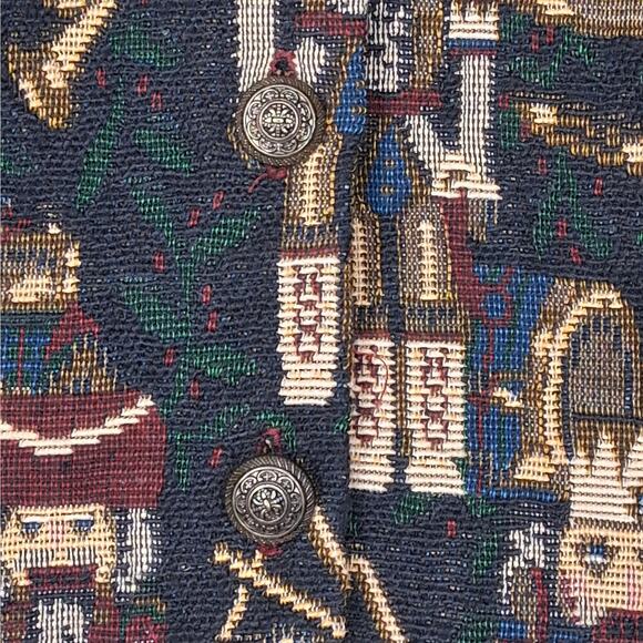 Nutcracker Ballet Tapestry Vest Vintage Holiday Christmas Womens XL Red Green - Picture 6 of 9